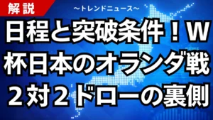 日程と突破条件！Ｗ杯日本のオランダ戦２対２ドローの裏側