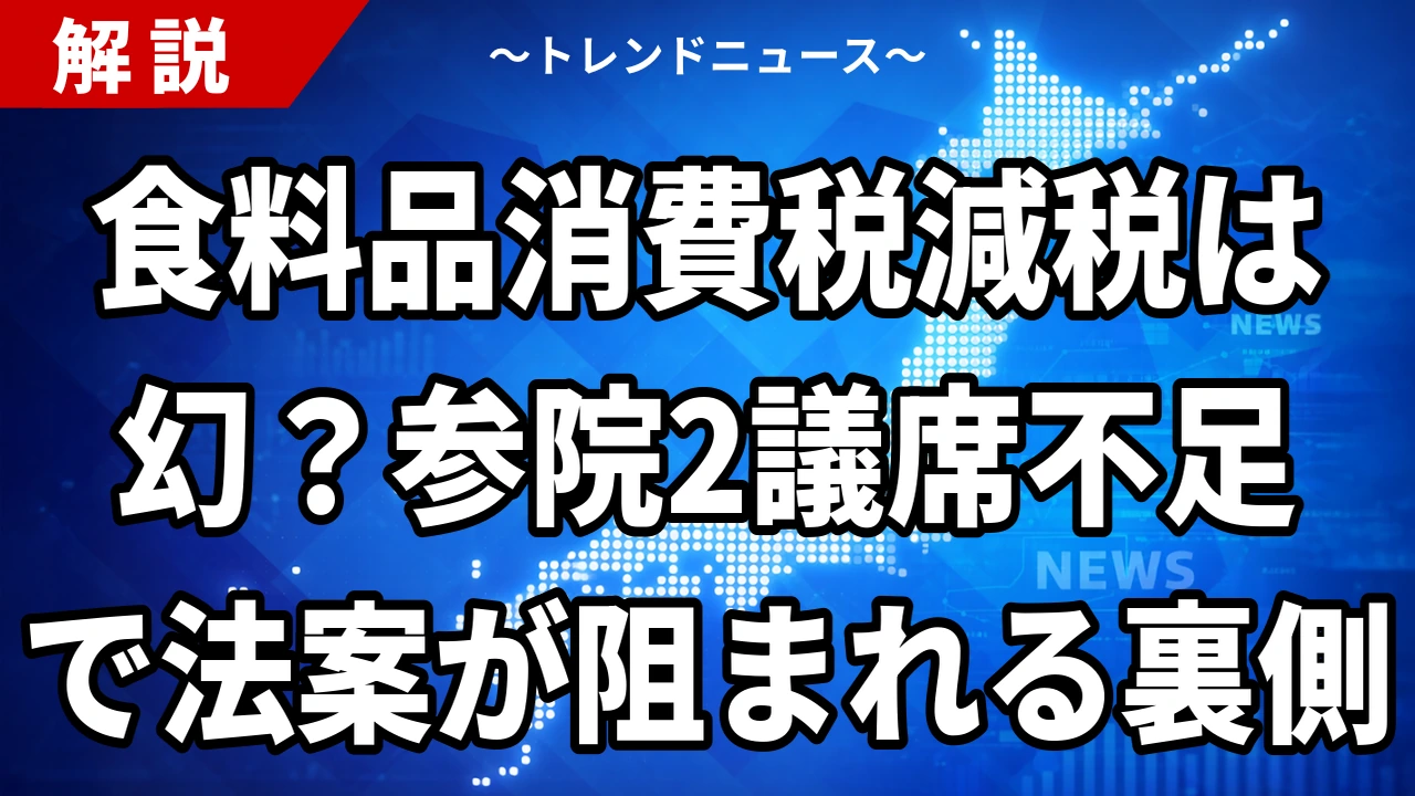 【7/30】食料品の消費税1%を首相指示|参院2議席不足で法案は通るのか