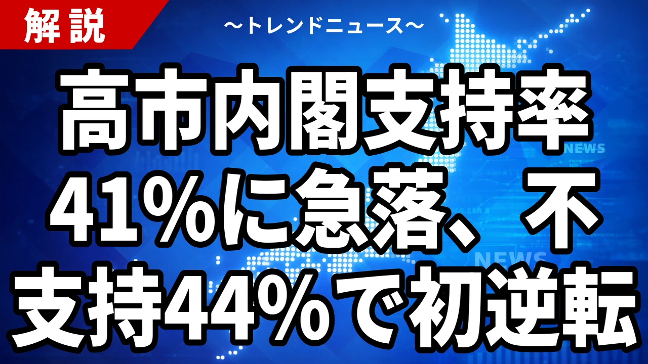 高市内閣支持率41%に急落、不支持44%で初逆転|下落4つの背景と「調査で割れる数字」の読み方