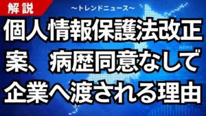 個人情報保護法改正案、病歴が同意なしで企業へ渡される理由