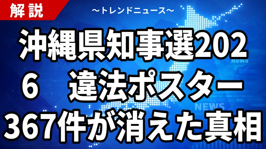 沖縄県知事選2026｜違法掲示物367件に撤去命令、前回の3倍超え【9月13日投開票】