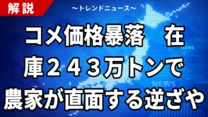 【8/21】コメ5キロ3191円に下落｜在庫243万トンと農家の逆ざや